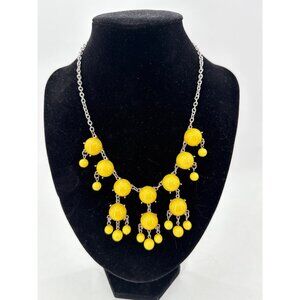 J. Crew Gold Tone Yellow Bubble Bauble Bib Dangle Statement Necklace adjustable